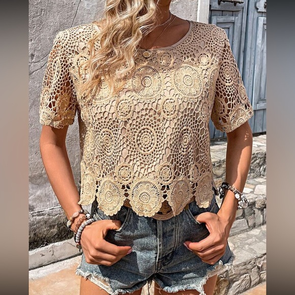 Boho scallop trim lace blouse - Picture 13 of 16